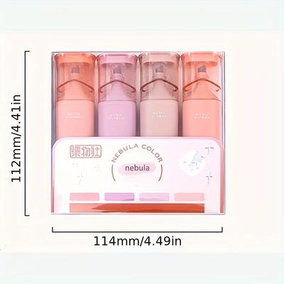 4Pcs/set Sparkling Glitter Highlighters Smudge-Proof Water-Based Ink Fluorescent Pens Marking Pen for Note-Taking & Journaling
