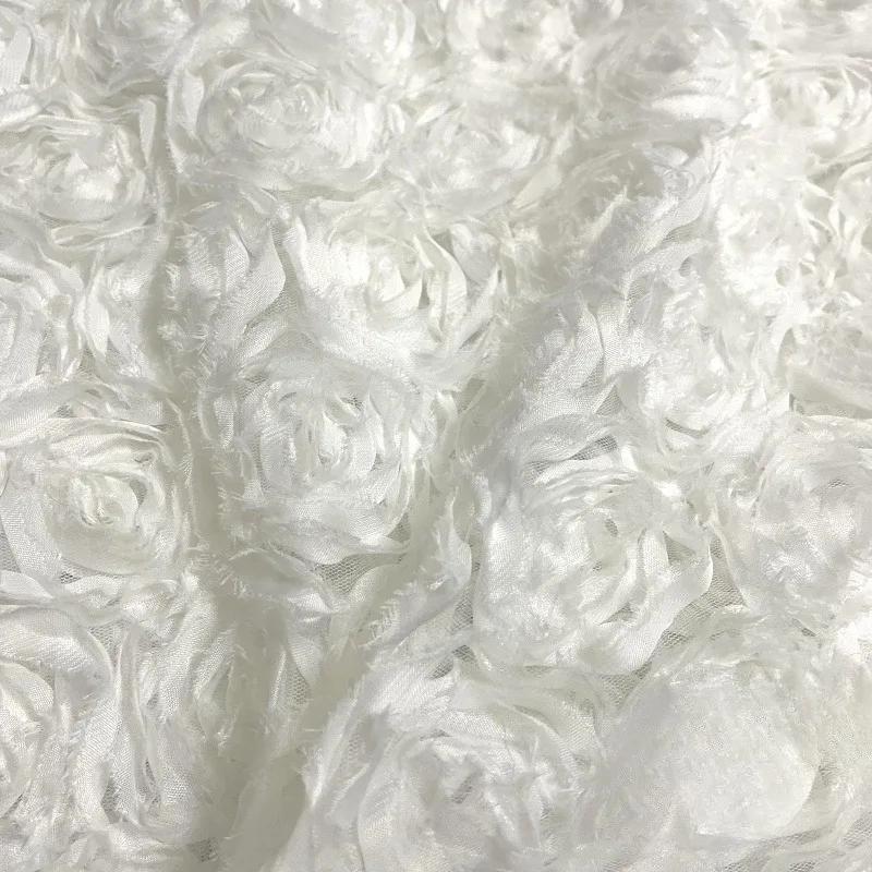 100x130cm High Quality 3D Rose Flowers Fabric Lace Craft Dress Wedding Party Carpet Background Decoration Patchwork Sewing Telas