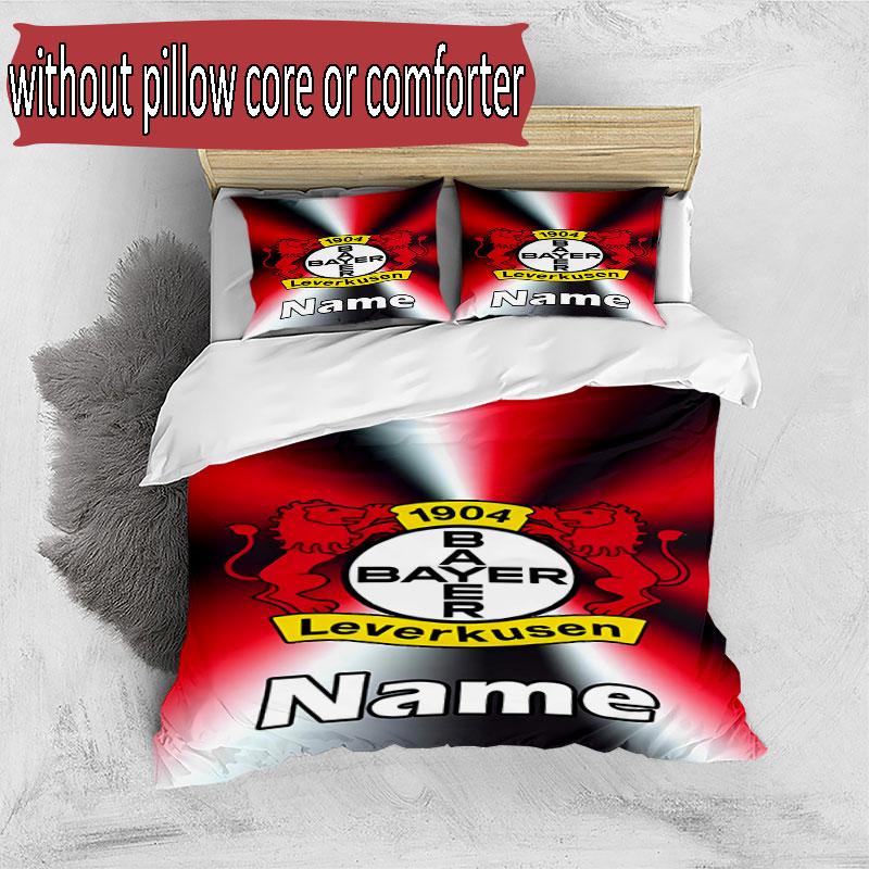 3pcs Duvet Cover Set (1*Duvet Cover + 2*Pillowcase, Without Core), Custom Name Bayer 04 Leverkusen Pattern Bedding Set, Home Bedroom Decor Gift