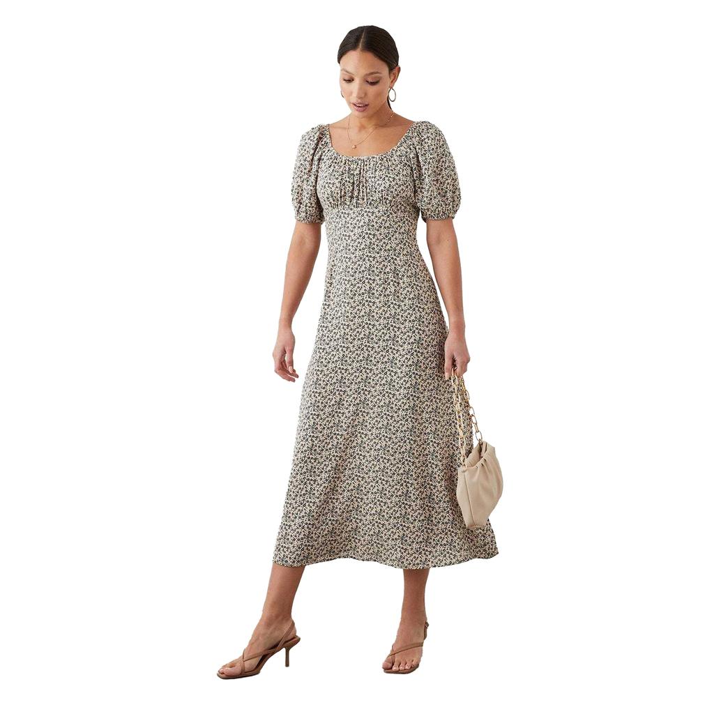 Dorothy Perkins Dam/Dam Ditsy Print Ruched Midi-klänning