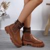 2025 Thick Sole Martin Boots Women's Plus Size Warm Knitted Platform Martin Boots New Plus Size