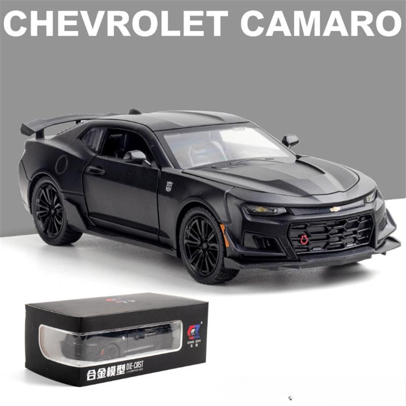 1/24 Alloy Die Cast Chevrolet Camaro Sports Car Model Toy Vehicle Simulation Sound Light Pull Back Collection Toys for Children Gifts