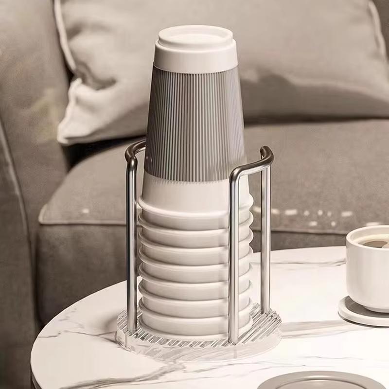 1pc Light Luxury Disposable Cup Holder Household Acrylic Cup Storage Rack Desktop Tea Cups Dispenser Kitchen Gadget Organizer