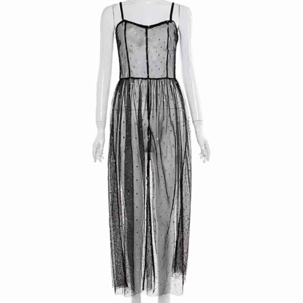 Mesh Transparent Women Cover Up Dress Pleated Dot Sling Dress Petticoat Summer Tulle Dress Women