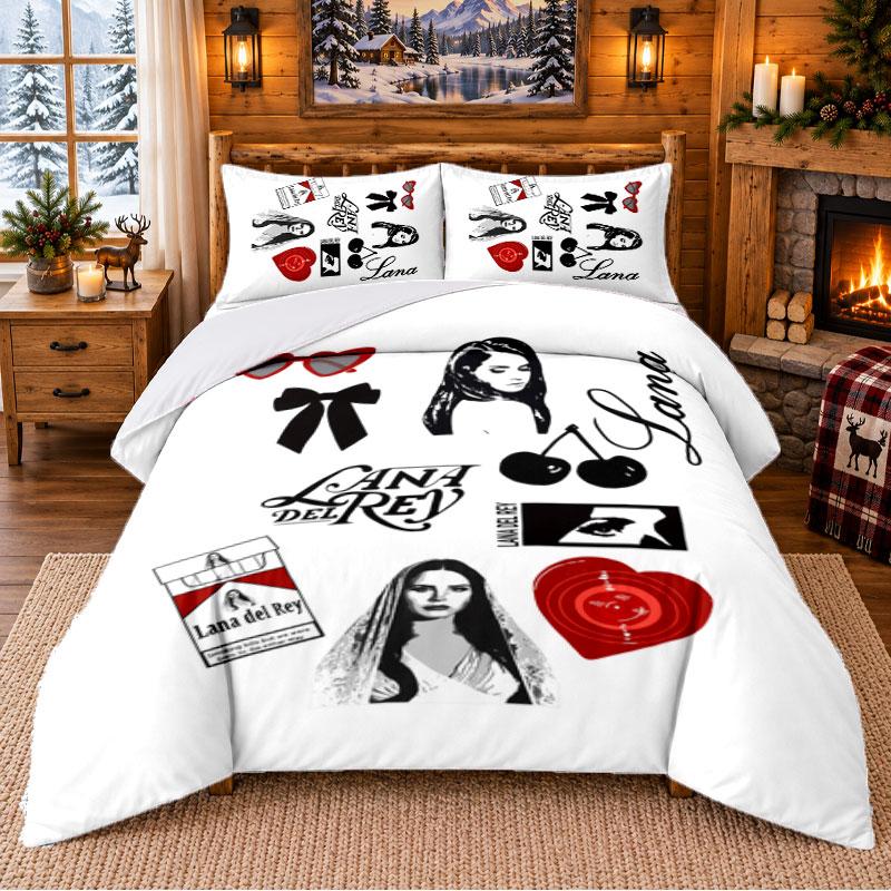 Lana Del Rey Pattern Bedding 3Pcs Set Bed Sheet And Pillowcases For Indoor Bedroom