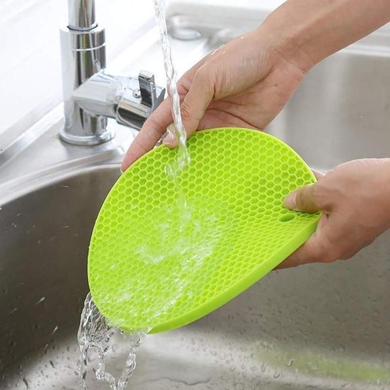 5 pièces Tapis d'isolation en silicone Support de casserole nid d'abeille Antidérapant Résistant à la chaleur Sous-verre de table.