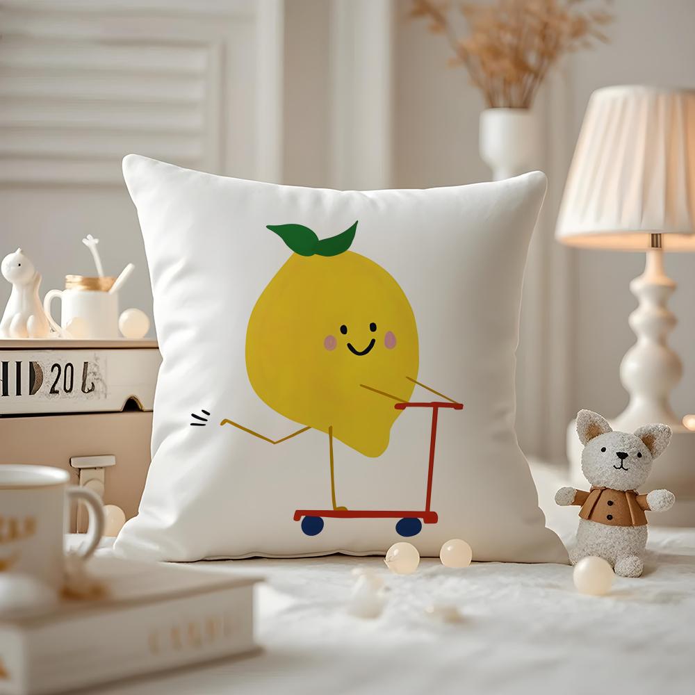 Art Abstract fruit Cushion Cover Antidustmite Pillowcase Invisible zipper silky short plush Sofa cushion cover
