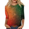 Women's Fashion Casual Round Neck 3/4 Sleeve Loose Printed T-Shirt Ladies Top