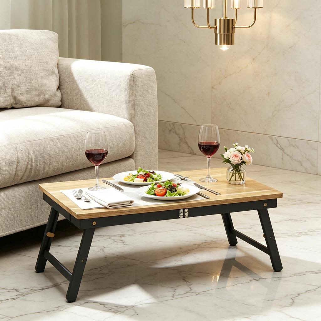 Laptop Table with Height and Angle Adjustment, Folding Table with Tilt Function and Drawer, Multifunctional Bed Table (only with 1pc Bed Table)