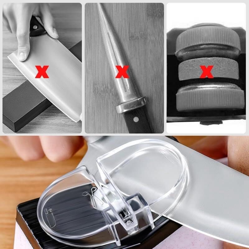 ABWR-Electric Knife Sharpeners For Kitchen,Automatic Knives Sharpening & Polishing Helps Repair, Restore, Polish Blades White Du