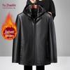 YUZHAOLIN Men's Hooded Genuine Leather Jacket