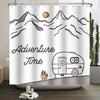 Camper Shower Curtain Happy Camper Trailer Car Rv Forest Mountain Tent Camping Bathroom Shower Curtain Waterproof Bath Curtain