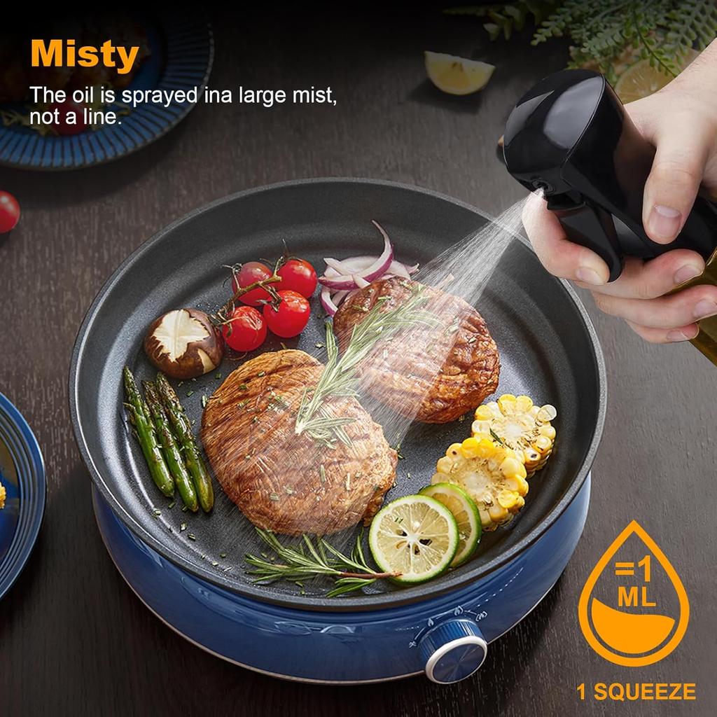 220ml Glass Oil Sprayer for Cooking Black Olive Oil Dispenser Bottle Refillable Kitchen Spray Bottle for Salad Baking Air Fryer  Grilling