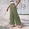 Women’s High Waist Loose Fit Wide Leg Pants Solid Casual Trousers for Office and Everyday Wear Comfy Straight Leg Design