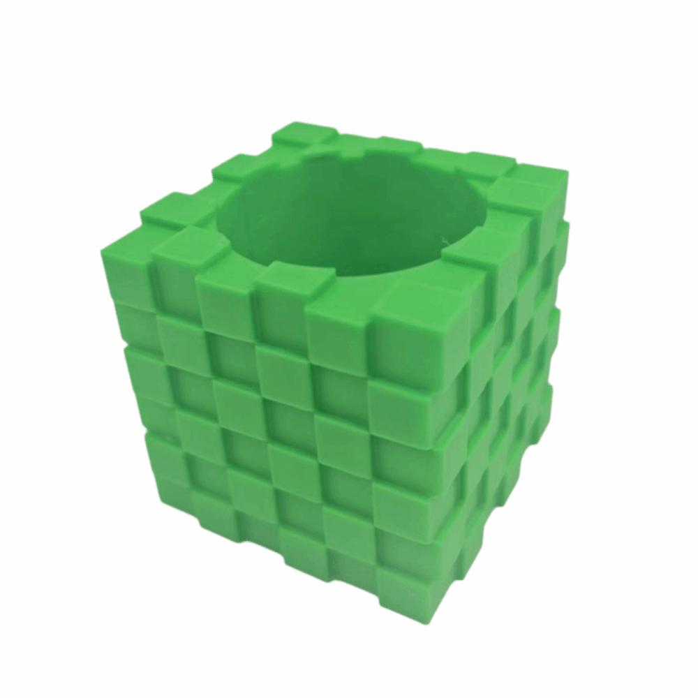Creative Cube Flower Pot Building Block Style Succulent Plant Pot Window Sill зелёный
