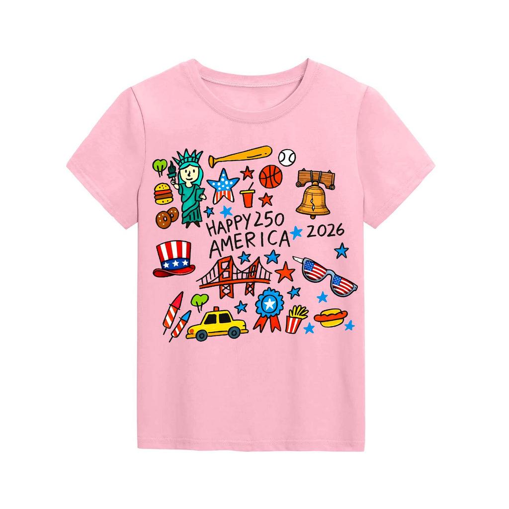 Modieuze tops met ronde hals, korte mouwen en print voor kinderen, zomertops