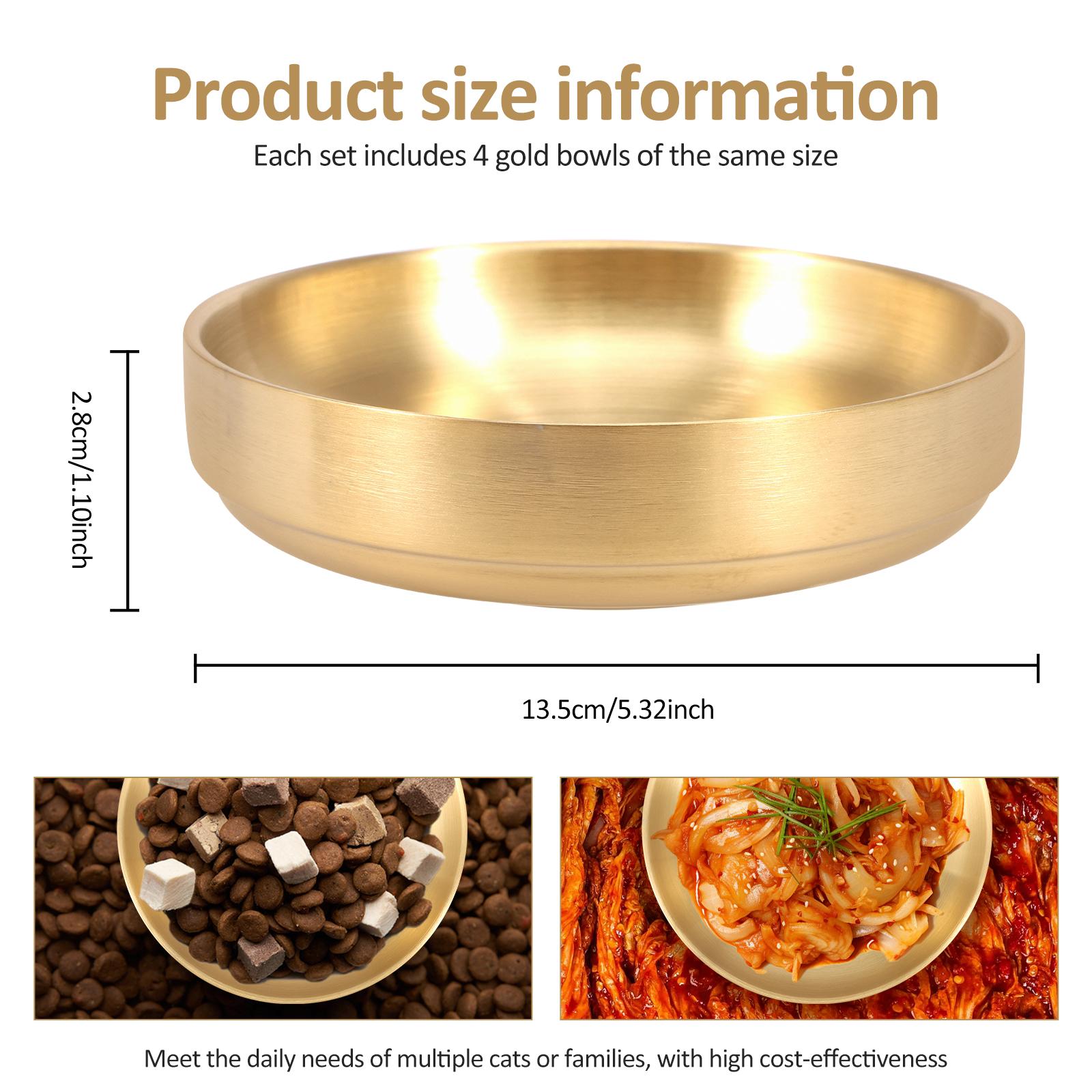 

4Pcs Stainless steel Bowl Round Shape Shallow Cat Bowl Large Opening Large Salad Bowl Pickled Vegetables and Cold Dishes Dish