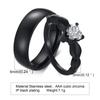 Vnox Romantic Heart CZ Stone Couple Wedding Rings for Women Men, Black Color Stainless Steel Bands Engagement Jewelry, Love Gift