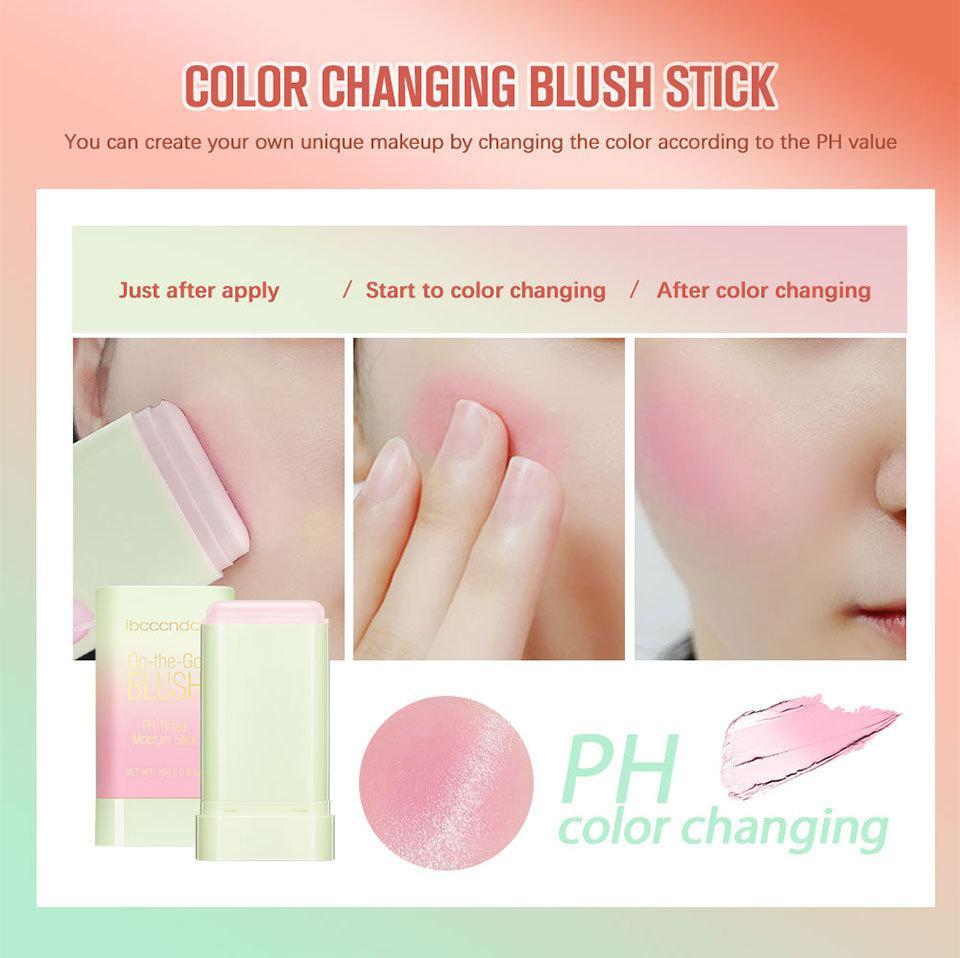 Farveskiftende Roterende Rouge, Contouring Rouge Rouge, Naturlig Nude Makeup Mat Rouge Stift
