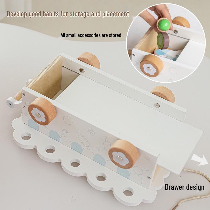 Children's Wooden Ice Cream Cart for Role Play and Parent-Child Interaction