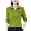 Cross-Border Women's Plus Size Long-Sleeve Polo T-Shirt – Spring, Autumn, and Winter Fashion for Middle-Aged.