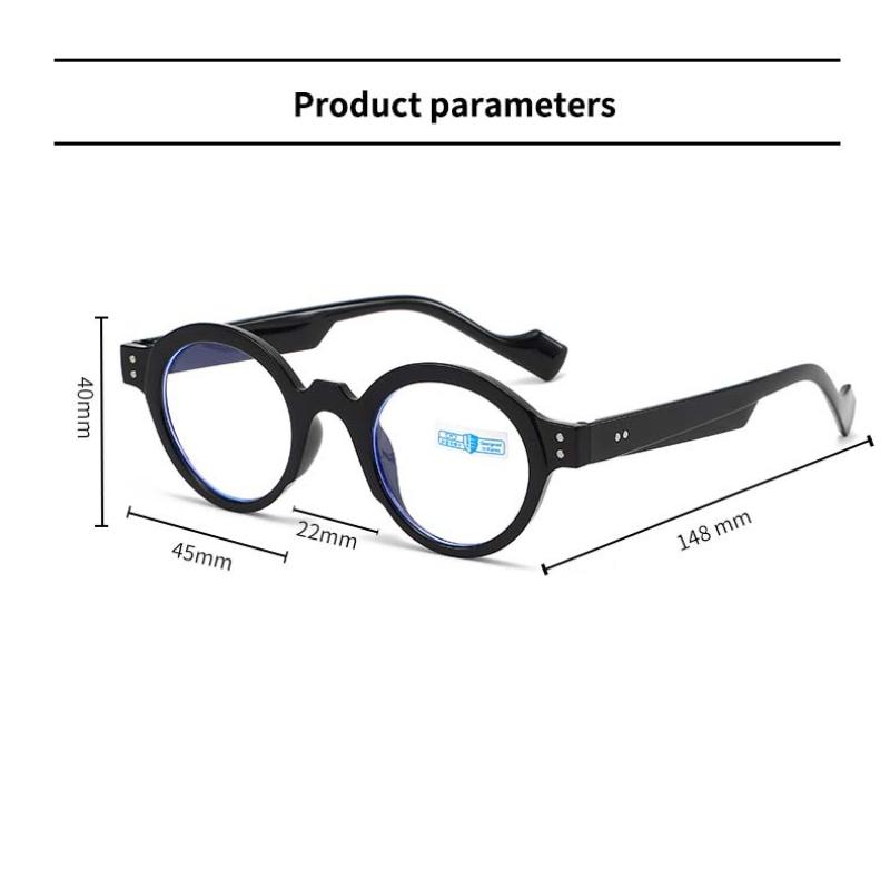 New Round Frame Presbyopia Glasses Men's and Women's Fashionable Anti Blue Light Thick and Heavy Sense Diopter To +4.0