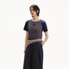 Broadcast Women's Contrast Color Round Neck Short Sleeve T-shirt