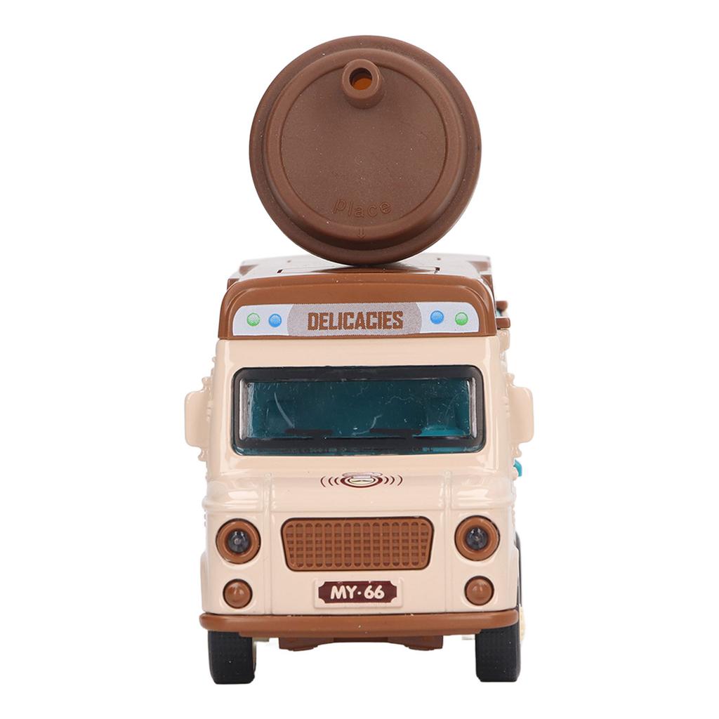 1:36 Magnetic Induction Alloy Die Cast Food Truck Kid Light Music Alloy Pull Back Car Pretend Play Toy Coffee Truck