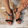 Summer Flat Sandals for Women 2026 Rhinestone Elastic Back Strap Gladiator Sandals Woman Comfortable Non Slip Beach Shoes