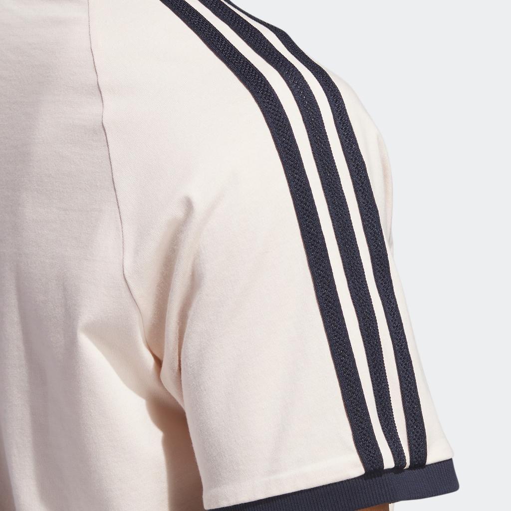 Adidas Originals Home Of Classics Series Logo Print Striped Sports Short Sleeve T-Shirt Men Tops Quartz IC5539