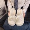Fashion 2025 New Summer Shoes Platform Slippers For Women Indoor Beach Slides DIY Lace Pearl Bow Knot Clogs Girls Fashion Sandals