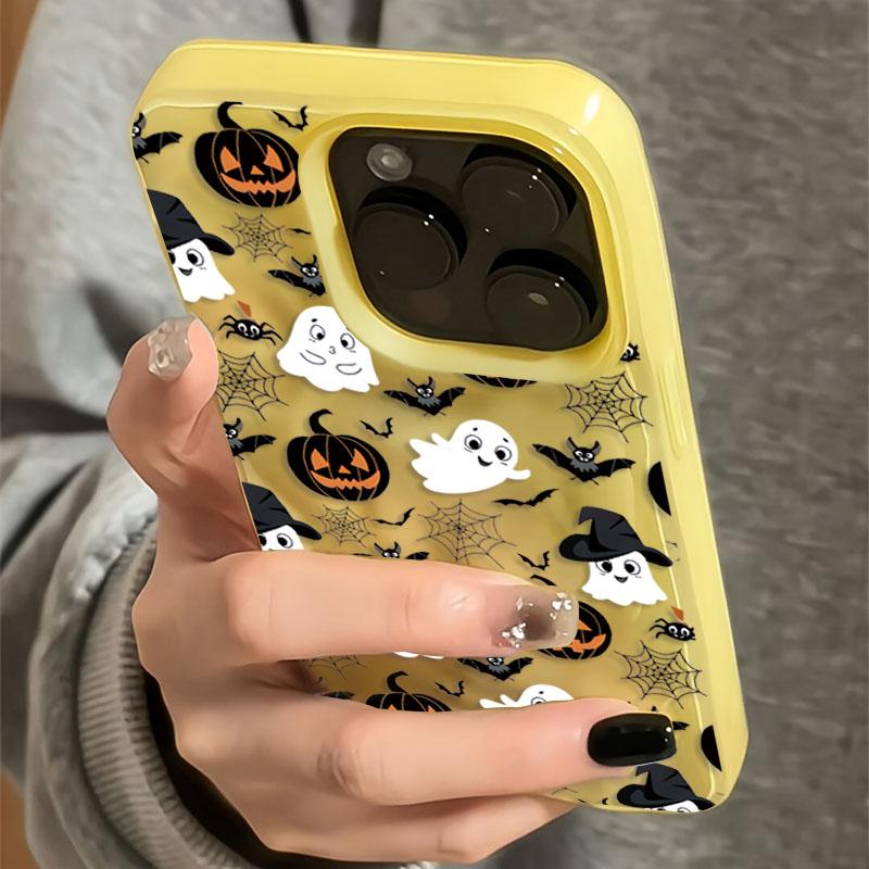 Halloween Pumpkin Ghost Bat Pattern Phone Case For iPhone 16 15 14 13 12 11 17 Air Pro Max Plus Shockproof Silicone Soft Cover