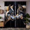 2pcs HD Wolf Totem Decorative Curtain Black Tie Digital Printed Curtain Home Decoration Style Decoration Living Room Bedroom