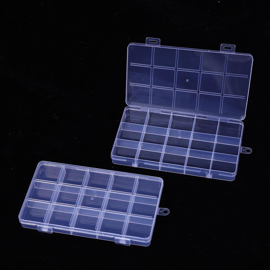 Multisize Anti-Stringing Grid Storage Box for Jewelry and Parts with Slotted Beaded Compartments