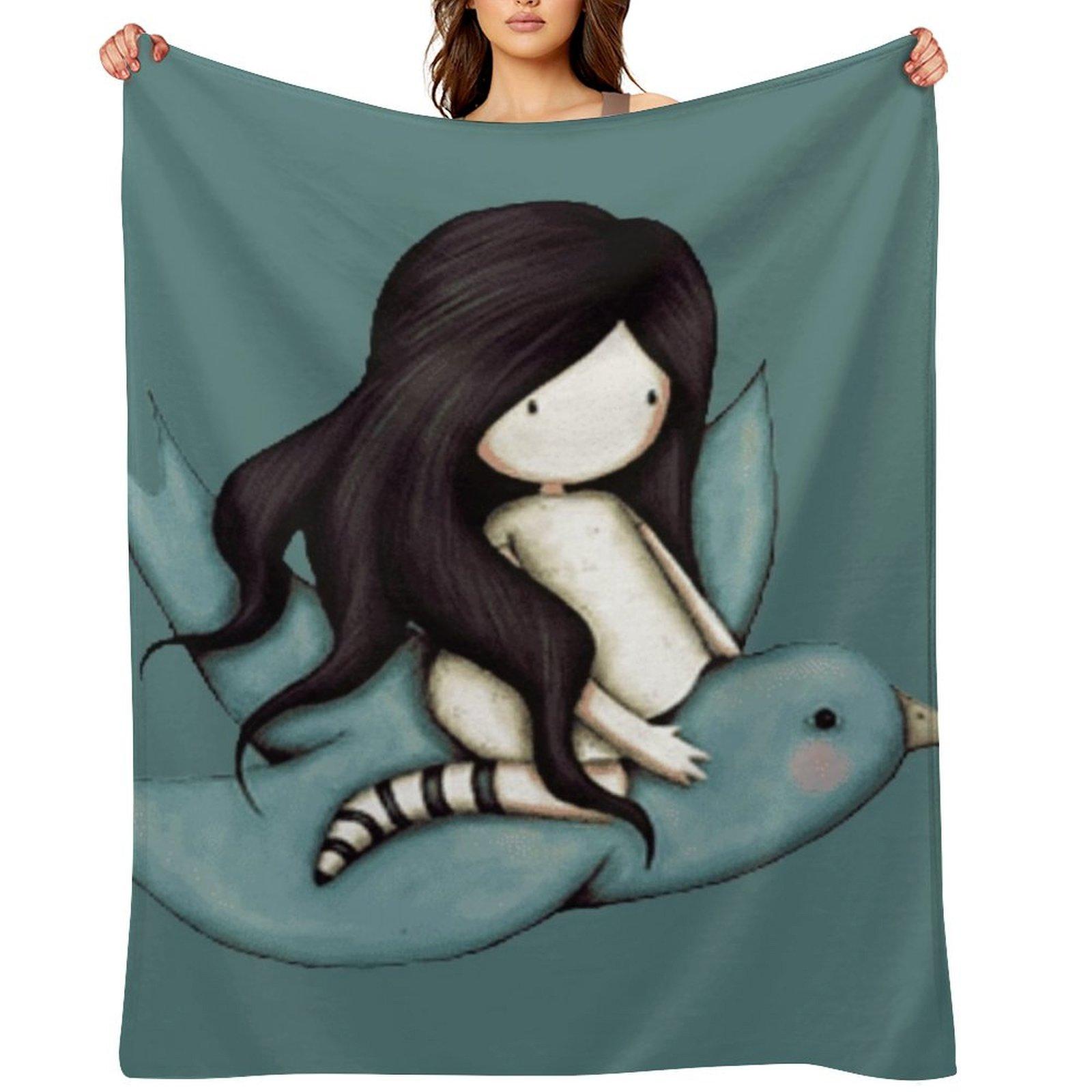 

Gorjuss flying like a bird Throw Blanket Bed Flannel Beautifuls Personalized Gift Blankets 30x40in