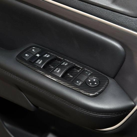 4x Car Window Lift Switch Panel Decor Cover Bezels for Dodge Charger 11+ Carbon