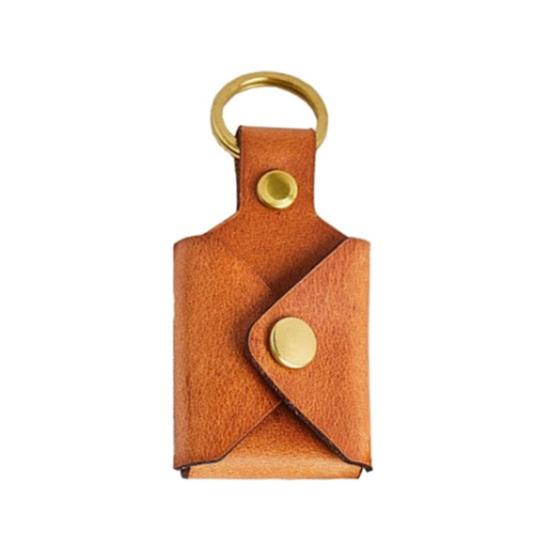 

Брелок Шкіряний Складаний Брелок з Тримачем для Фото Міцний Гладка Поверхня Мінімалістичний Стиль Органайзер для Ключів коричневий
