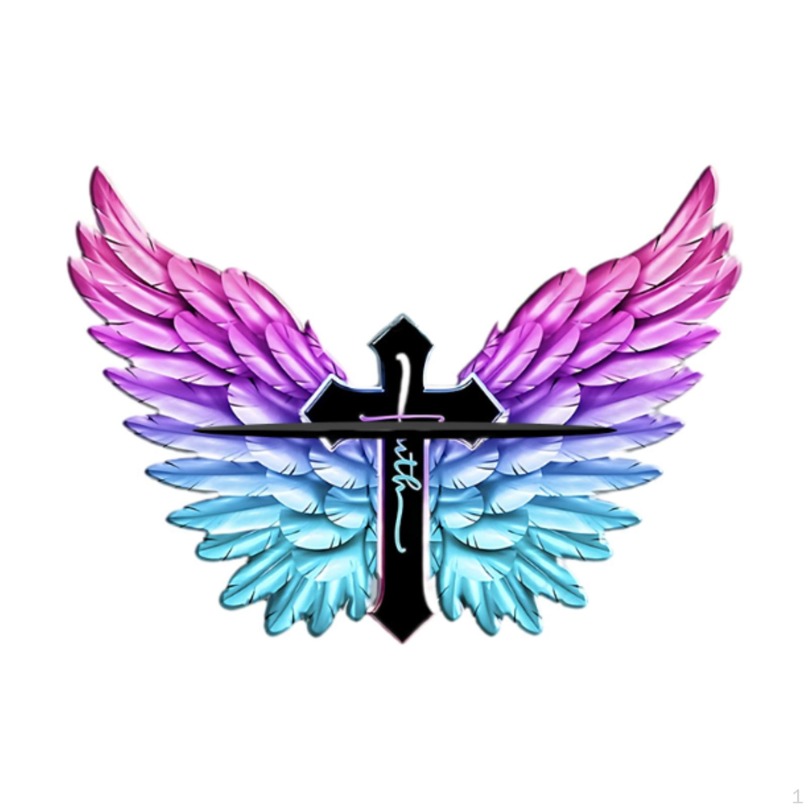 

Colorful Angel Wing Cross Wall Art Home Decoration Birthday Gift Wooden Decorative Sign for Bedroom