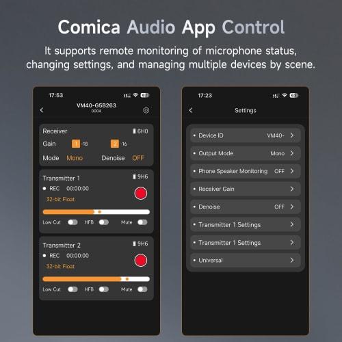 comica VM40 Combo Wireless Microphone, 2-Person Video Gun Microphone [32-Bit, 32GB Internal Recording, Super Cardioid] 2.4GHz Wireless + Wired Dual-Mo