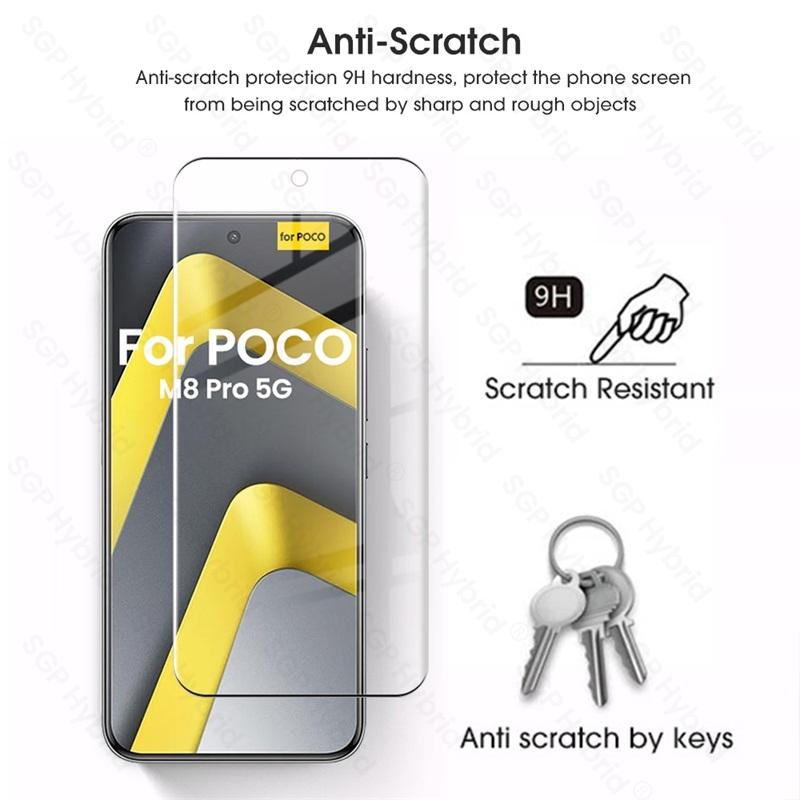 4To1 9D Tempered Glass Curved Screen Protector Case For Xiaomi Poco M8 Pro 5G Camera Protective Glass On Poko Little M8Pro M 8