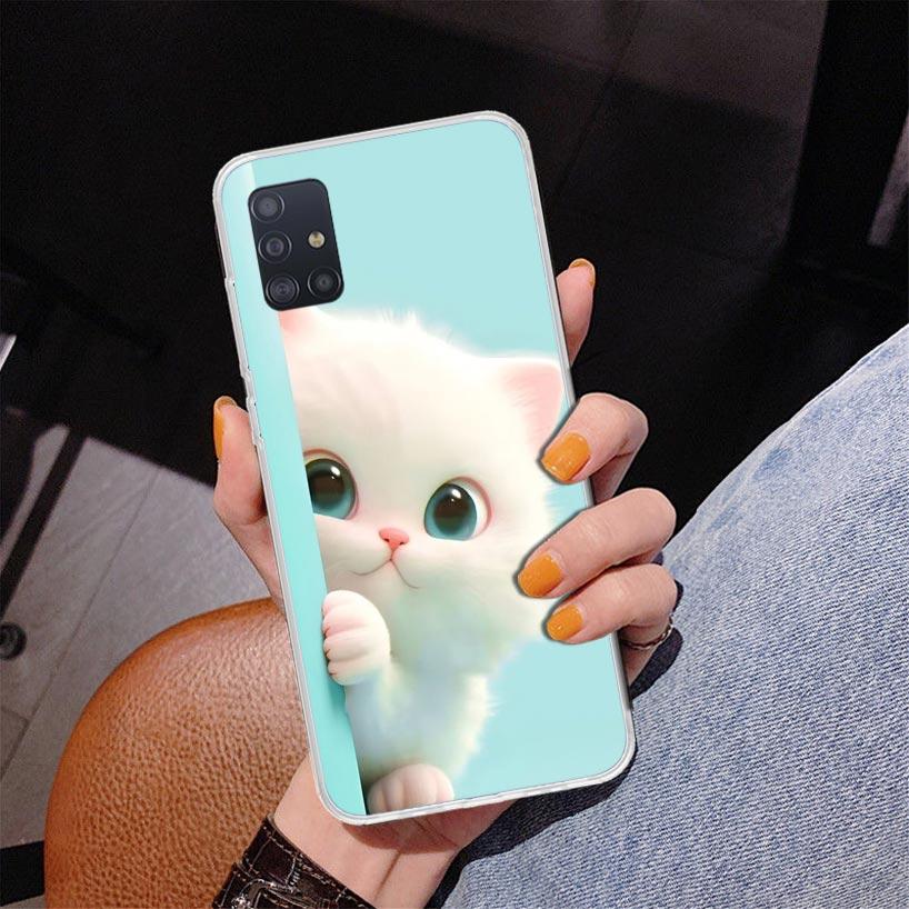 Cat Cute Kitten Cartoon Phone Case For Samsung Galaxy A52 A32 A22 A12 A51 A31 A50S A30S A20S A10S Note 20 Ultra 10 Plus S10 A72