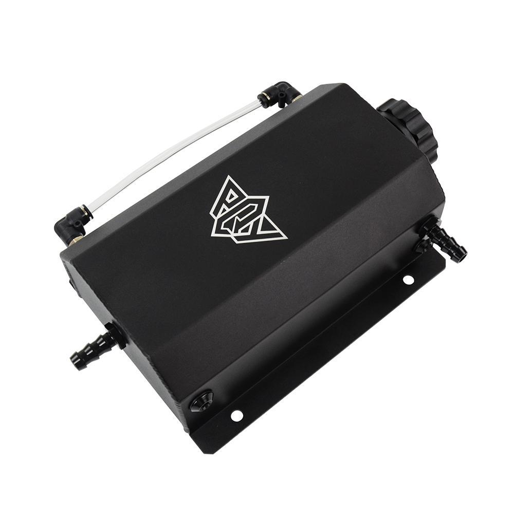 PQY -Universal 2L Alloy Engine Oil Fuel Gas Catch Can Breather Tank Bottle Coolant Radiator Overflow Tank  PQY-TK55BK