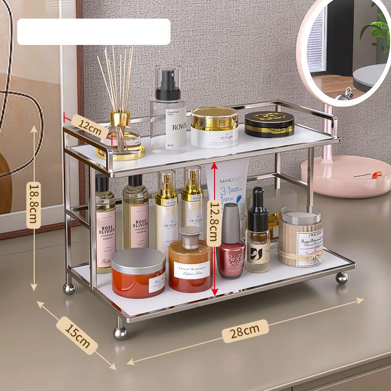 2Layer Acrylic Cosmetic Organizer Bathroom Vanity Storage Shelf Transparent Makeup Display Countertop Shelf Desktop Bathroom Decor Space Saving Decor
