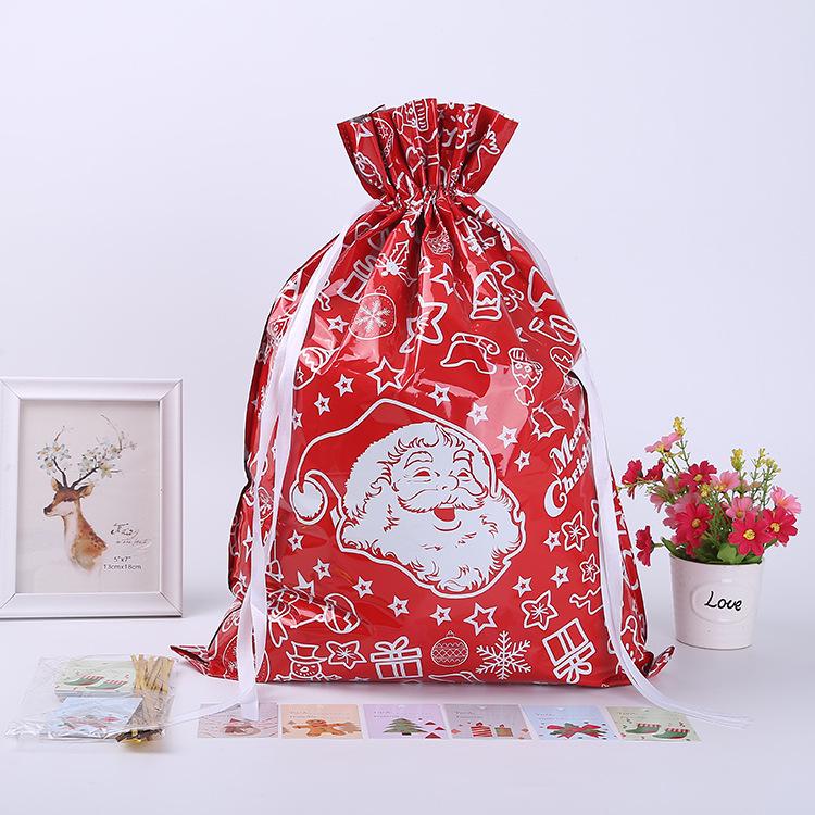 Merry Christmas Drawstring Gift Bag New Year 2024 Large Candy Cookie Packaging Bag Navidad Christmas Home Decoration Gift Bags