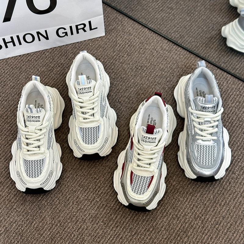 thick-soled Paris silver dad shoes women's summer 2025 new versatile mesh breathable sports casual shoes women's tide