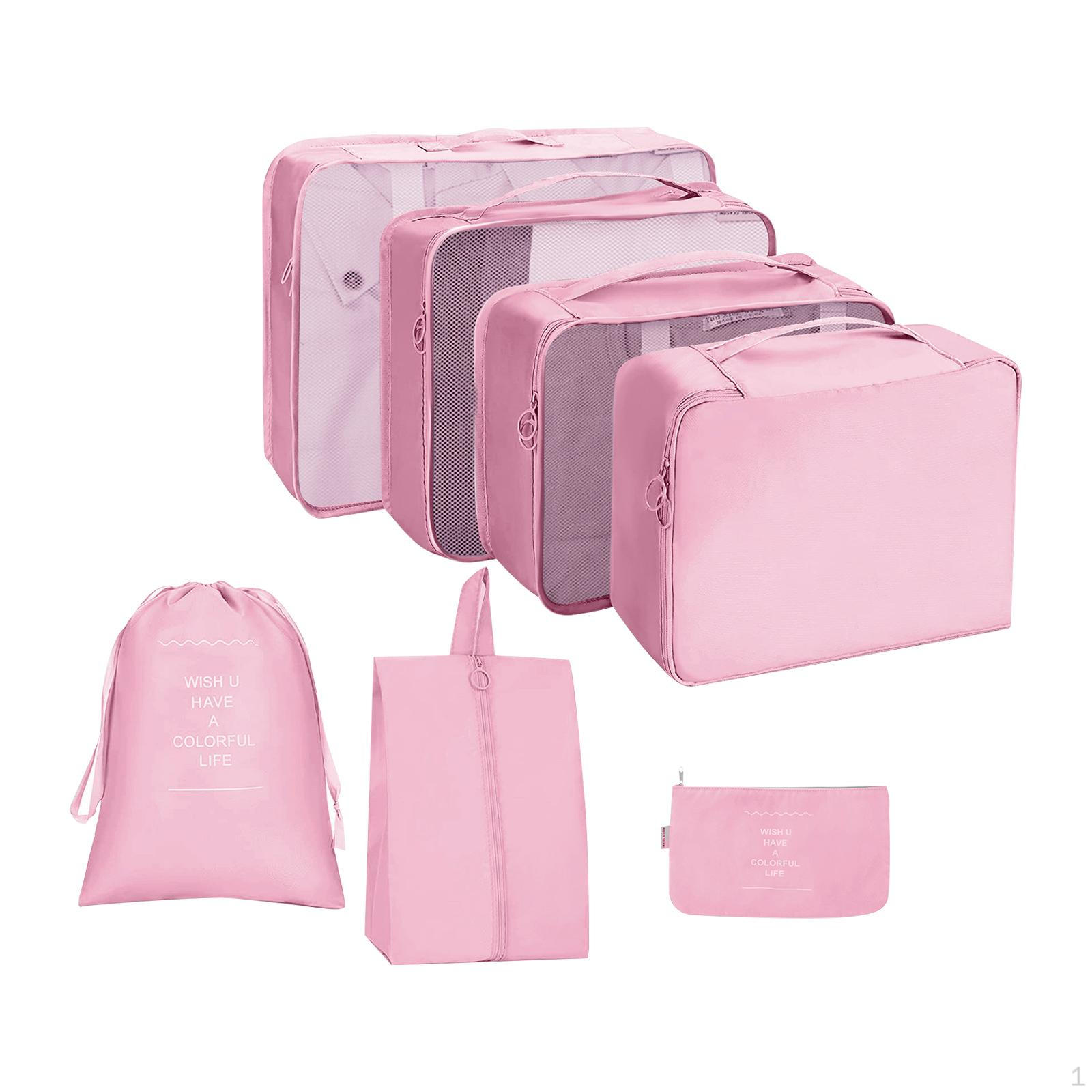

7 Foldable Travel Luggage Organizers. рожевий