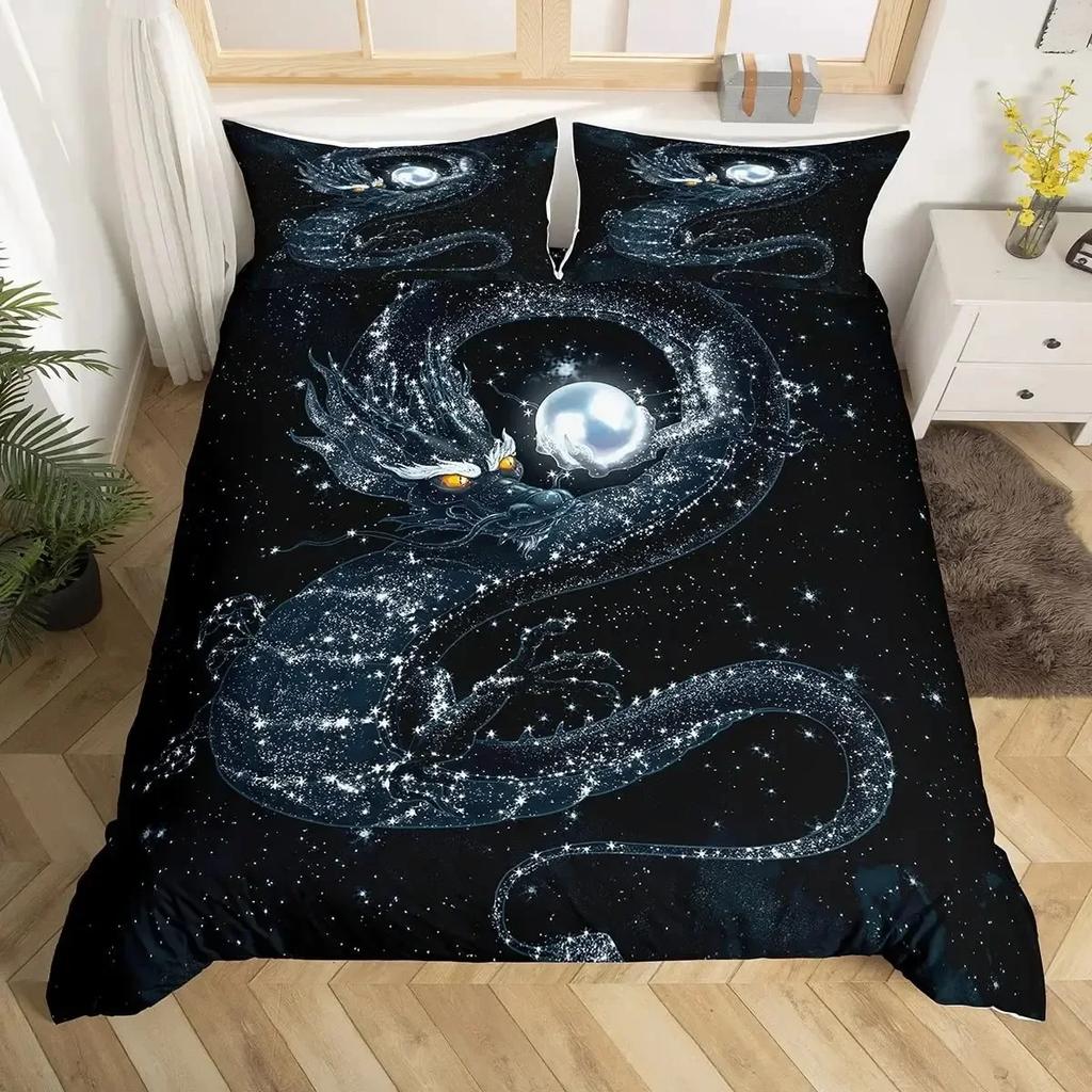 Galaxy Dragon Outer Space Starry Sky Jungle Bedding Set Single Twin Double Queen King Cal King Size Bed Linen Set