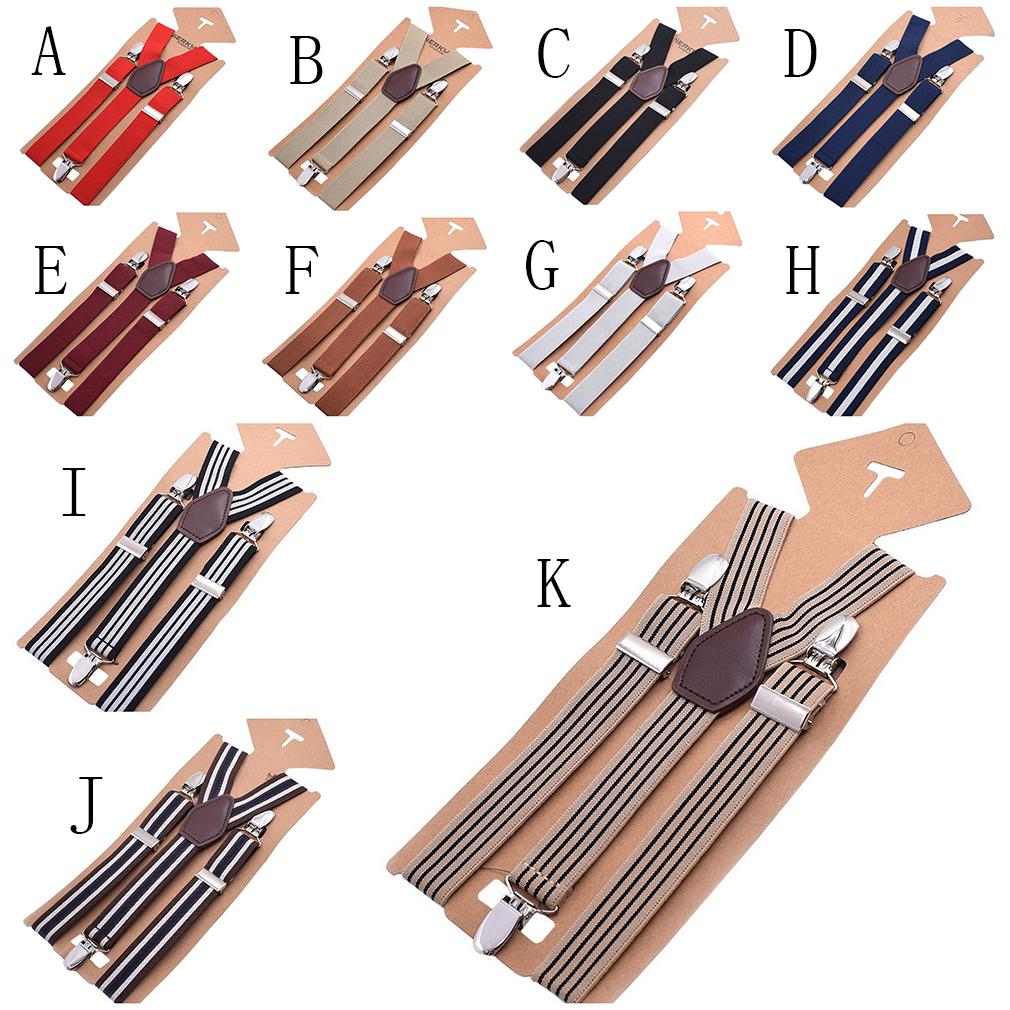 Unisex Adjustable Y-Back Suspenders Elastic 3 Clips Heavy Duty Braces for Pants Trousers