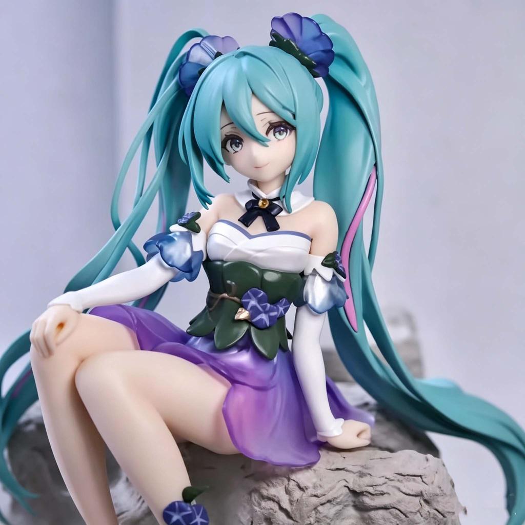 Hatsune Miku CuteAnime Figure Sitting Beauty Girl Ornament Kawaii Action Figure PVC Room Decor Collectible Model Doll Gifts
