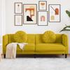 3 Seater Yellow Velvet Sofa with Cushions